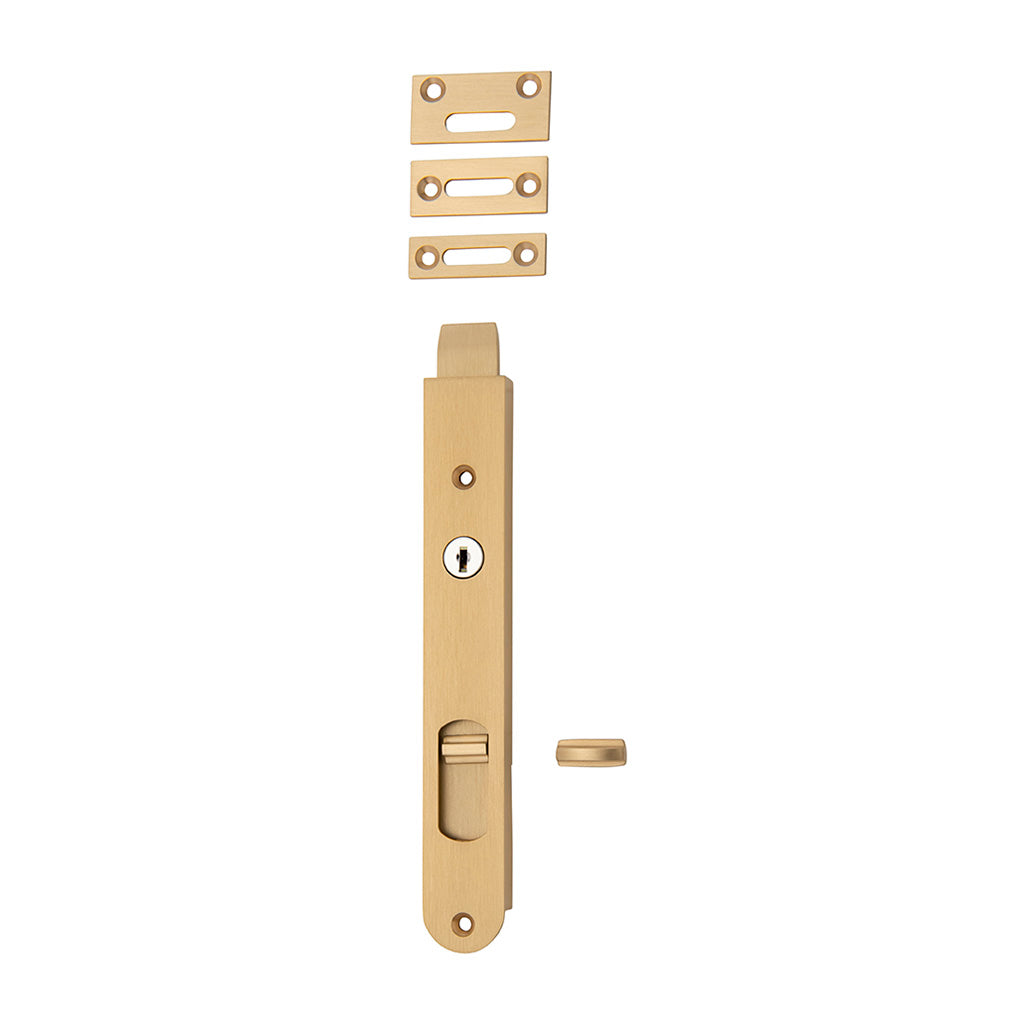 Locking Flush Bolt Brushed Brass / 200mm