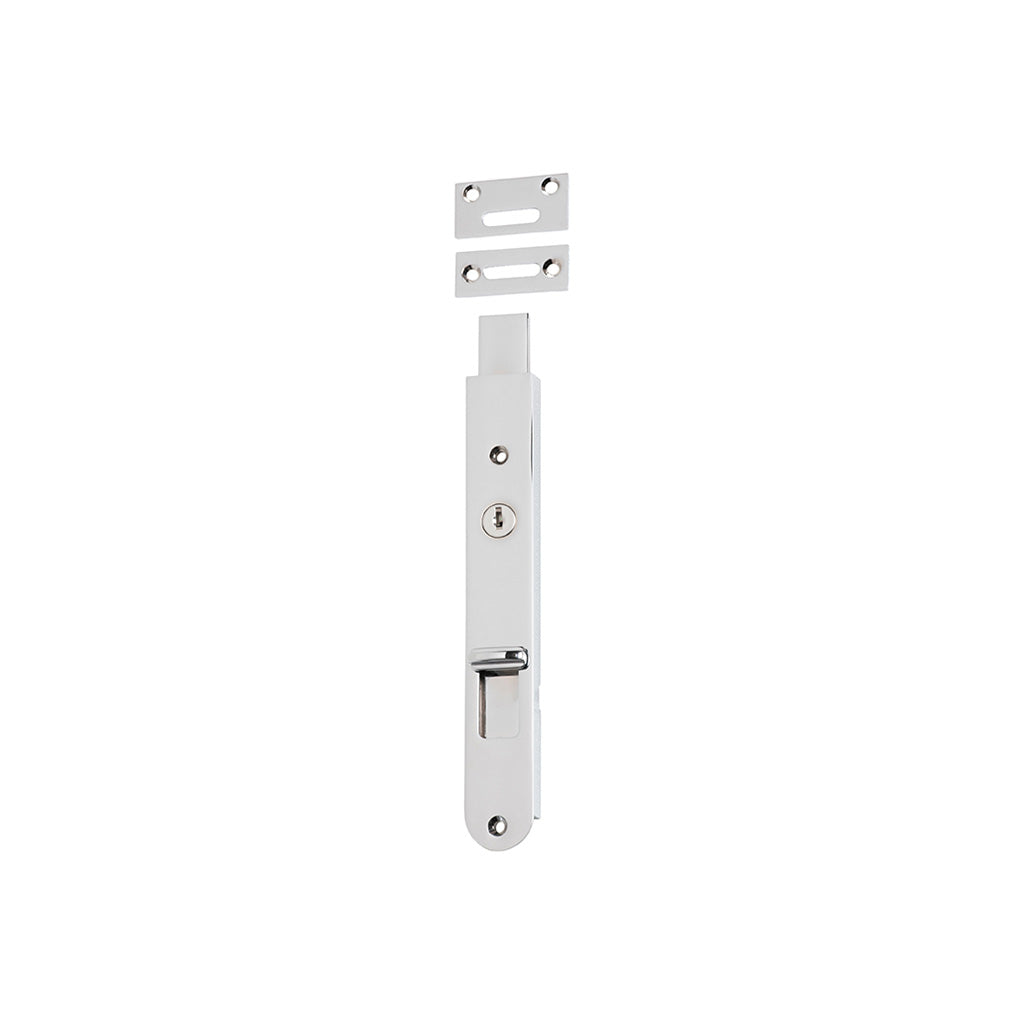Locking Flush Bolt Polished Chrome / 200mm