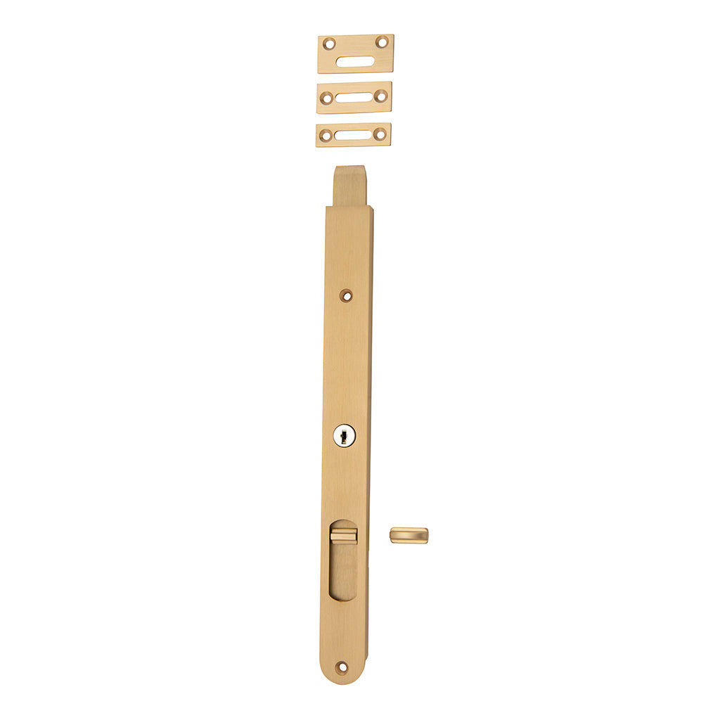 Locking Flush Bolt Brushed Brass / 300mm
