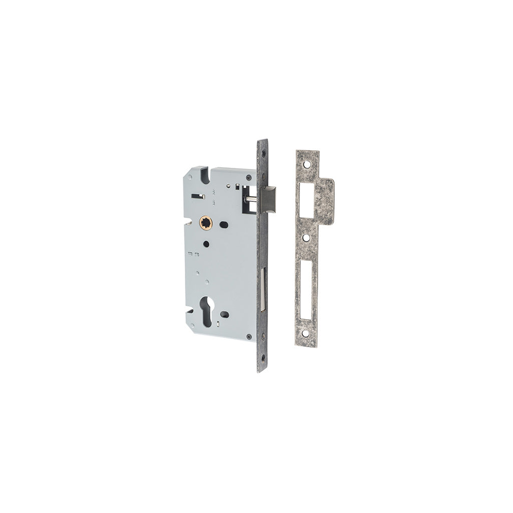 85mm Euro Mortice Lock Distressed Nickel / 60mm