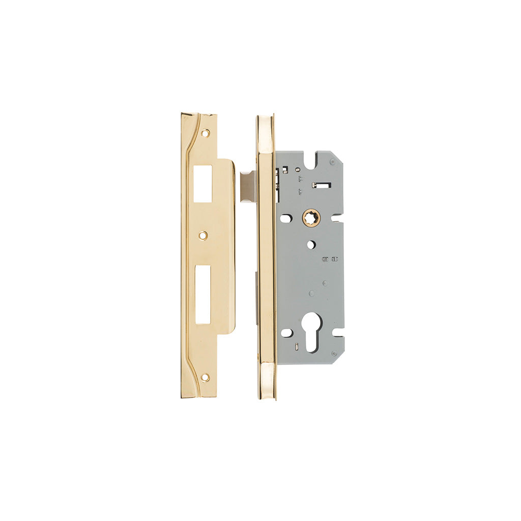 85mm Euro Mortice Lock Rebated Polished Brass / 45mm