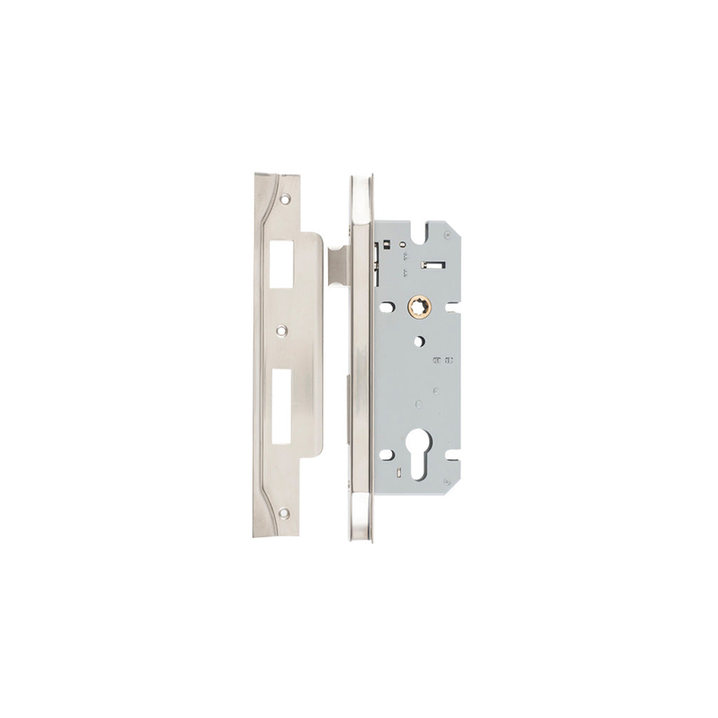 85mm Euro Mortice Lock Rebated Satin Nickel / 45mm