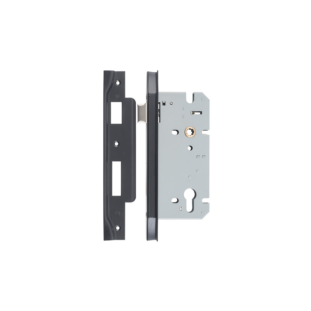 85mm Euro Mortice Lock Rebated Matt Black / 60mm