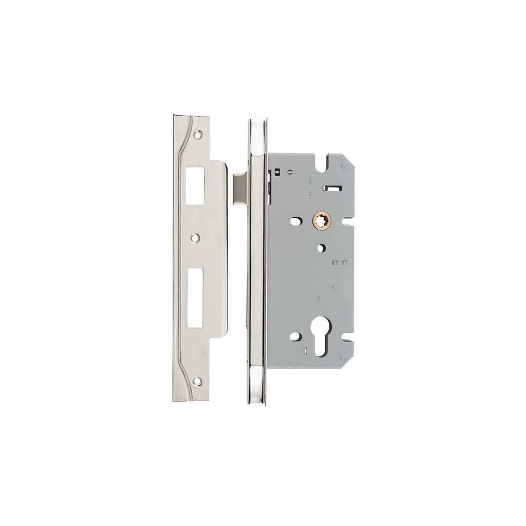 85mm Euro Mortice Lock Rebated Polished Nickel / 60mm