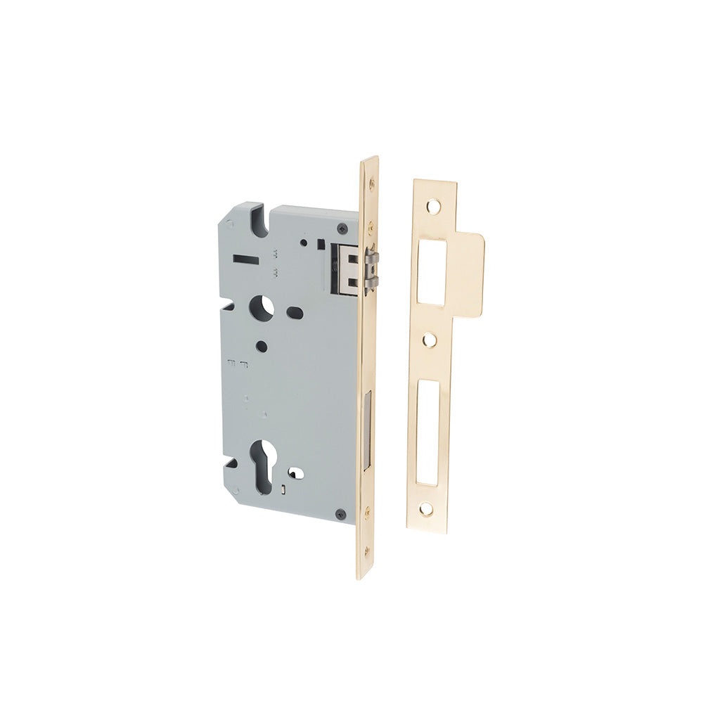 85mm Roller Mortice Lock Polished Brass / 60mm