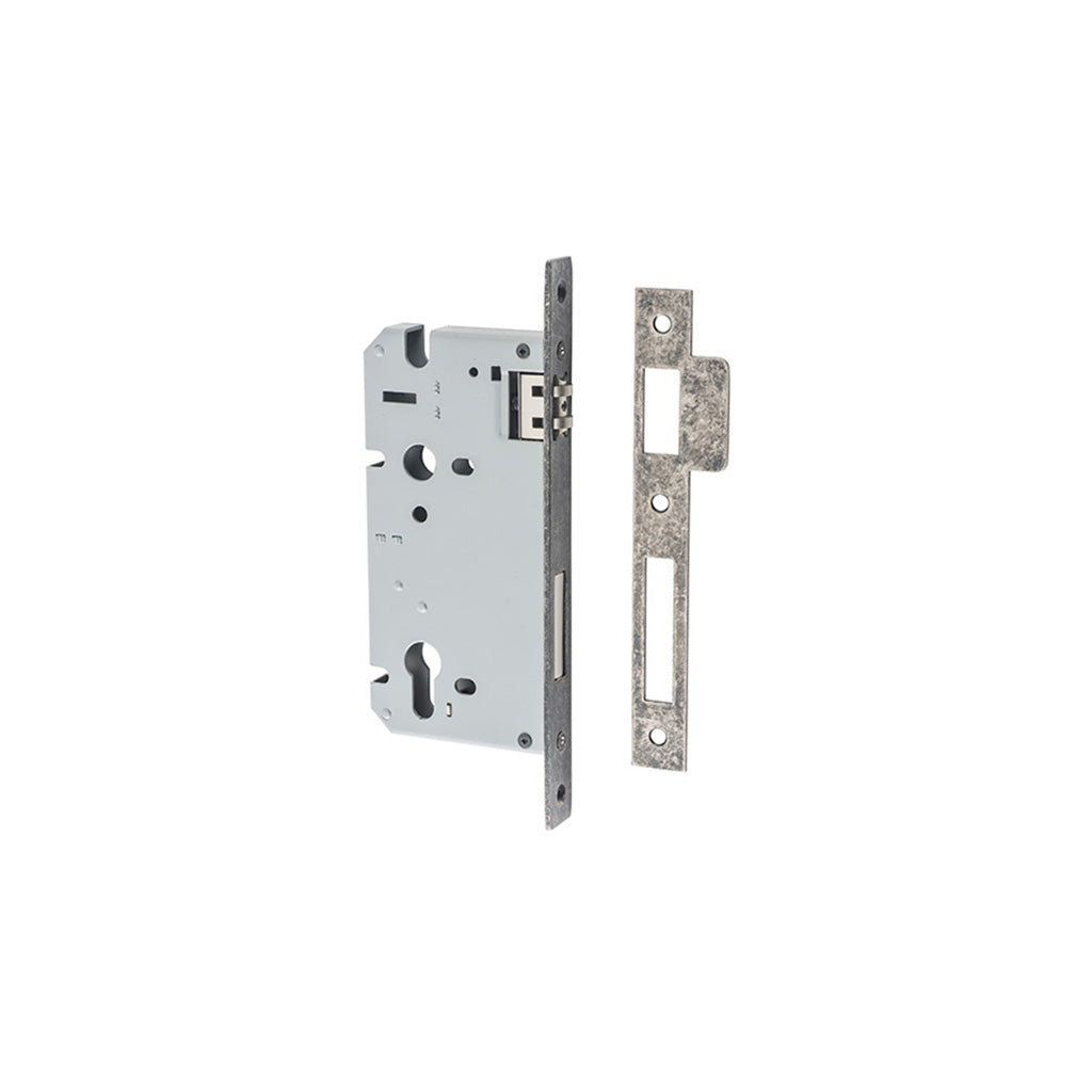 85mm Roller Mortice Lock Distressed Nickel / 60mm