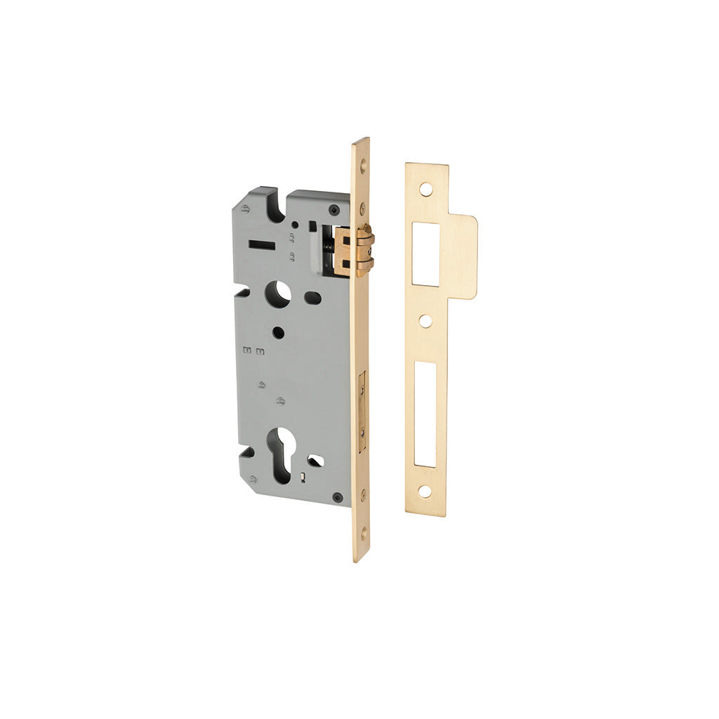 85mm Roller Mortice Lock Brushed Brass / 45mm