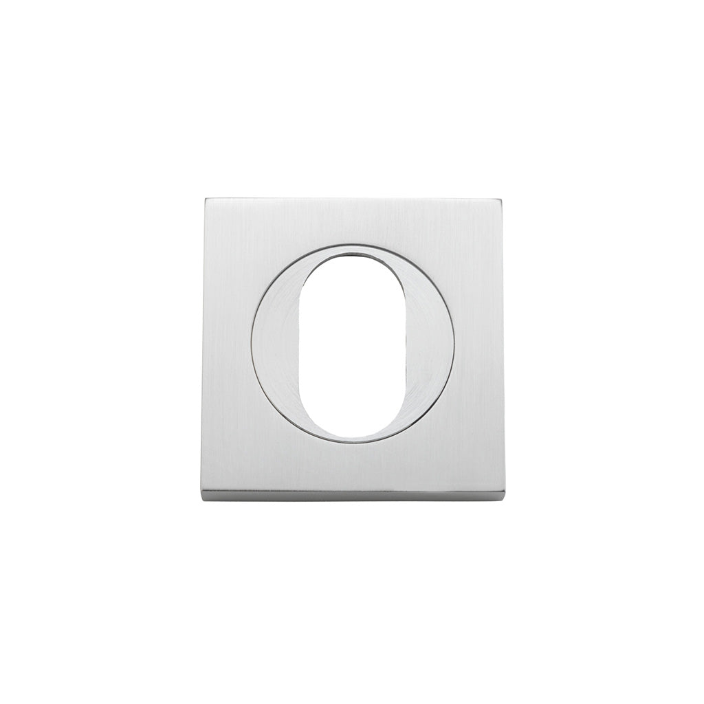Oval Escutcheon - Square Brushed Chrome