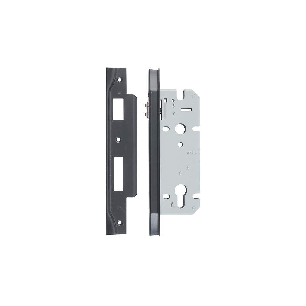 85mm Roller Mortice Lock Rebated Matt Black / 45mm