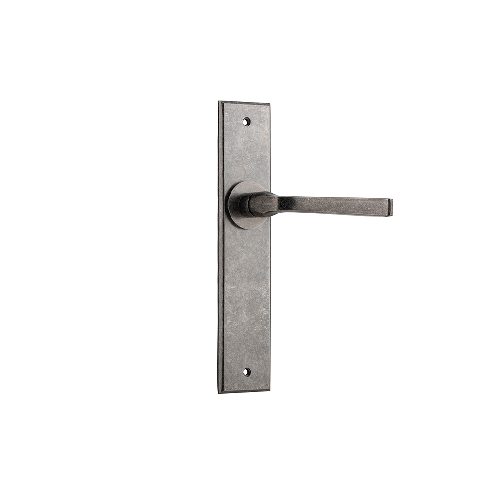 Annecy Lever - Chamfered Backplate Distressed Nickel / Passage / Lever Set Only