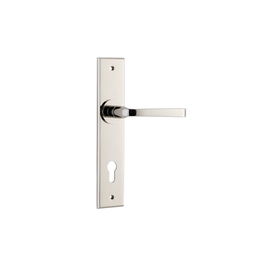 Annecy Lever - Chamfered Backplate Polished Nickel / Entrance / Lever Set Only