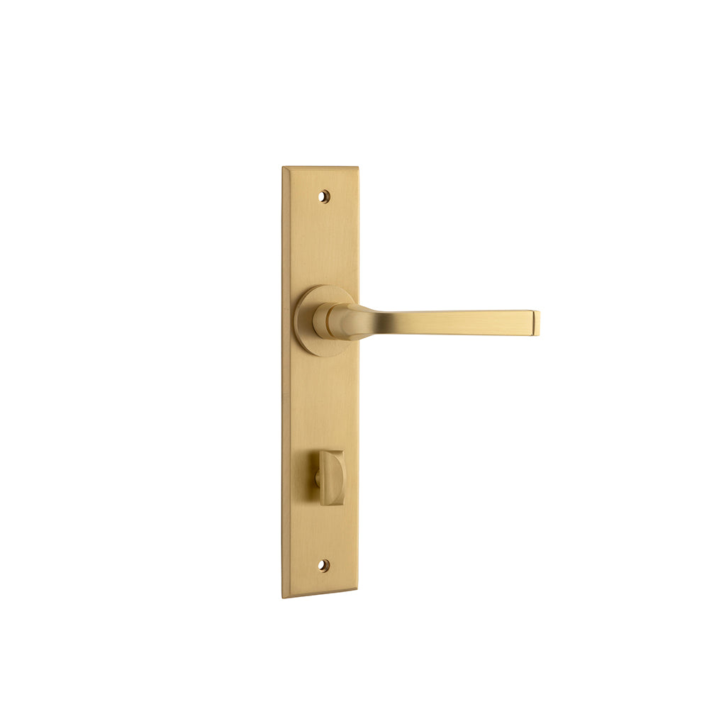 Annecy Lever - Chamfered Backplate Brushed Brass / Privacy / Lever Set Only