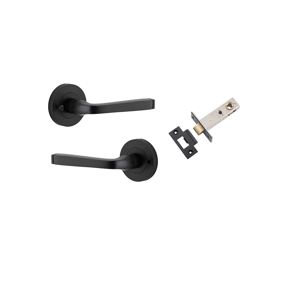 Annecy Lever - Round Rose Matt Black / Privacy / Inbuilt Privacy Kit