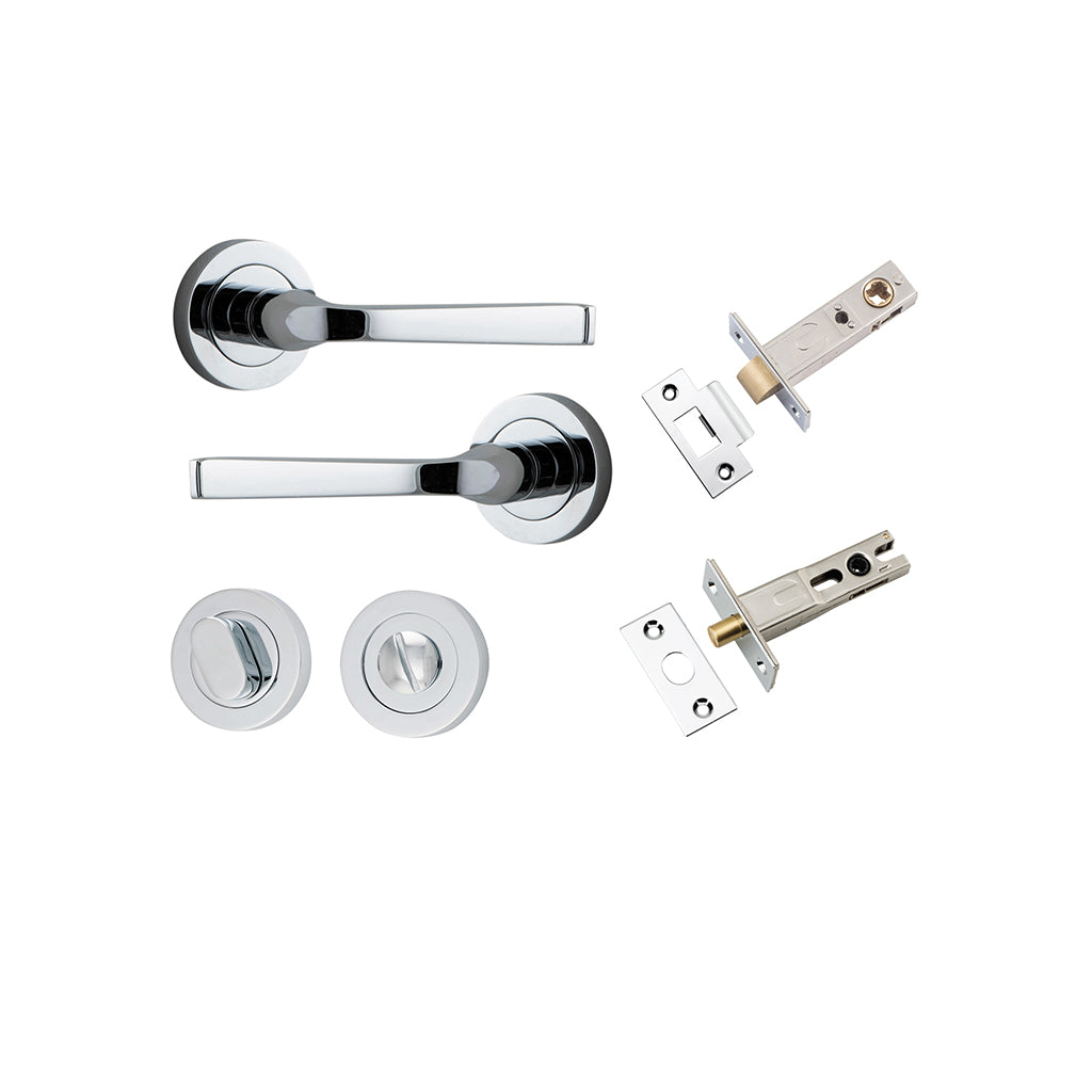 Annecy Lever - Round Rose Polished Chrome / Privacy / Separate Privacy Kit