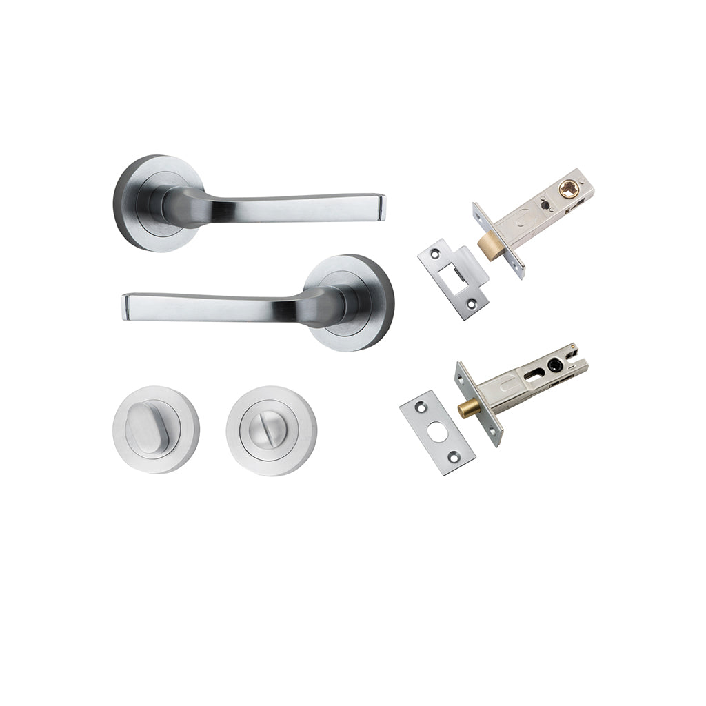 Annecy Lever - Round Rose Brushed Chrome / Privacy / Separate Privacy Kit