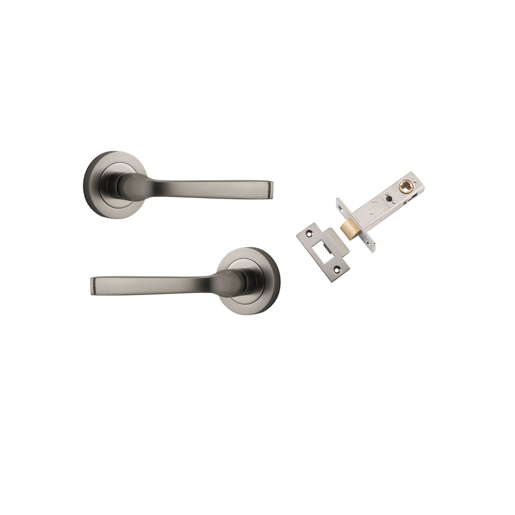 Annecy Lever - Round Rose Satin Nickel / Passage / Passage Kit