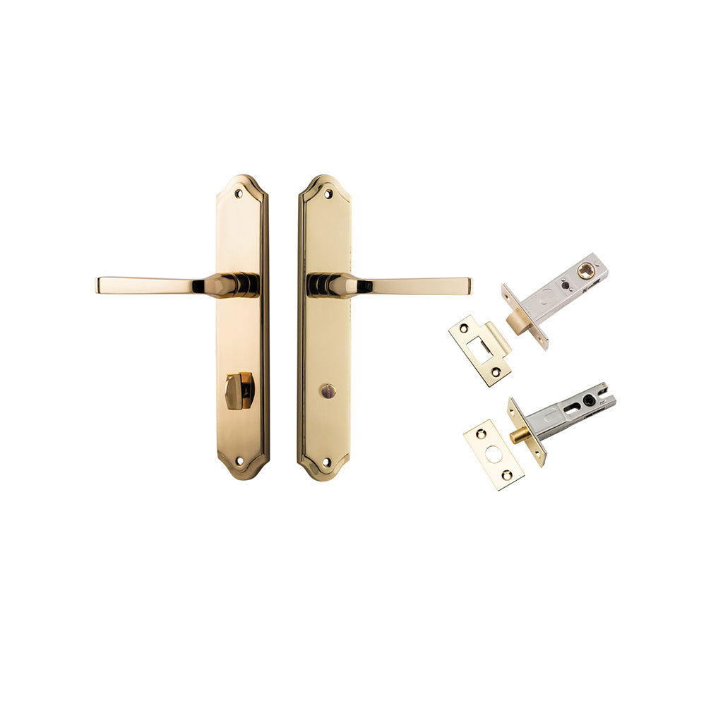 Annecy Lever - Shouldered Backplate Polished Brass / Privacy / Separate Privacy Kit