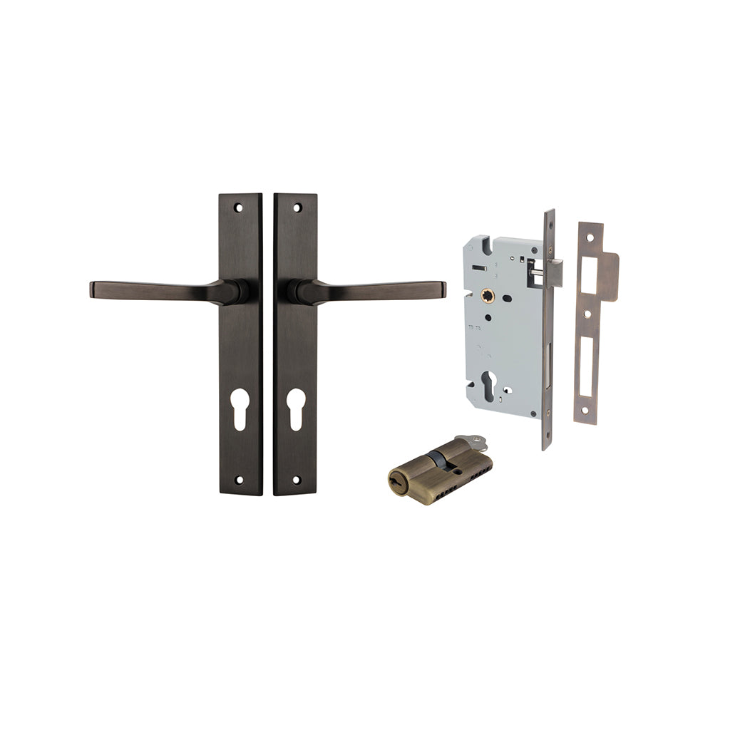 Annecy Lever - Rectangular Backplate Signature Brass / Entrance / Entrance Kit Dual Function (Key-Key)