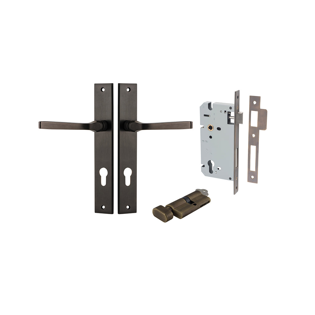 Annecy Lever - Rectangular Backplate Signature Brass / Entrance / Entrance Kit (Key-Thumb)