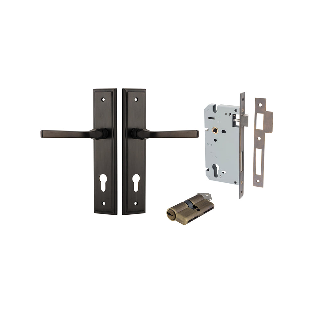 Annecy Lever - Stepped Backplate Signature Brass / Entrance / Entrance Kit Dual Function (Key-Key)