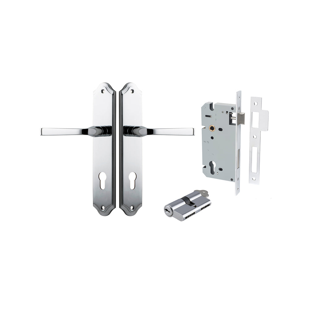 Annecy Lever - Shouldered Backplate Polished Chrome / Entrance / Entrance Kit Dual Function (Key-Key)