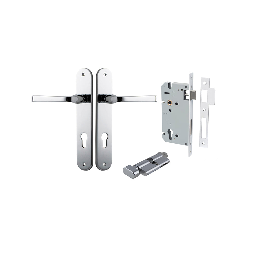 Annecy Lever - Oval Backplate Polished Chrome / Entrance / Entrance Kit (Key-Thumb)