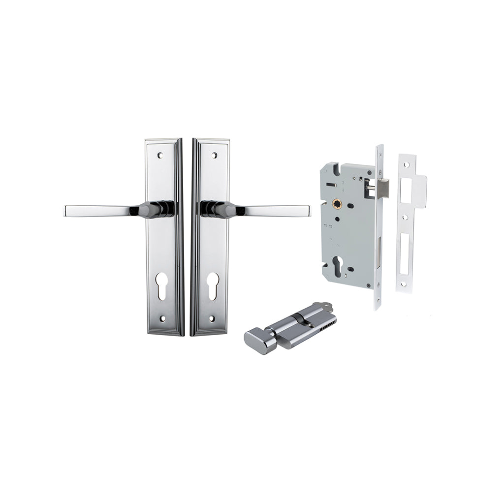 Annecy Lever - Stepped Backplate Polished Chrome / Entrance / Entrance Kit (Key-Thumb)
