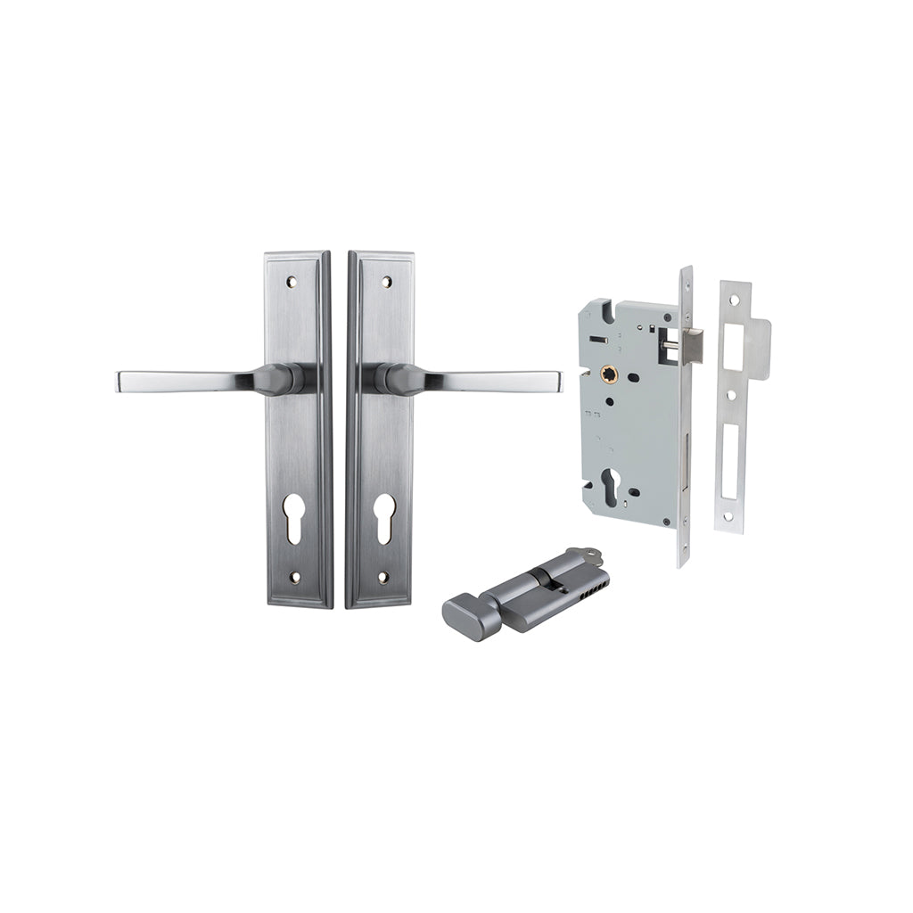 Annecy Lever - Stepped Backplate Brushed Chrome / Entrance / Entrance Kit (Key-Thumb)