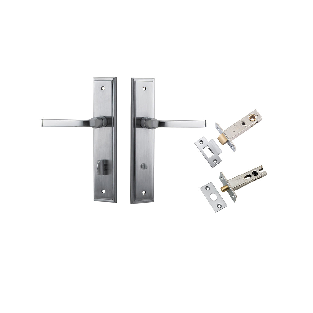 Annecy Lever - Stepped Backplate Brushed Chrome / Privacy / Separate Privacy Kit