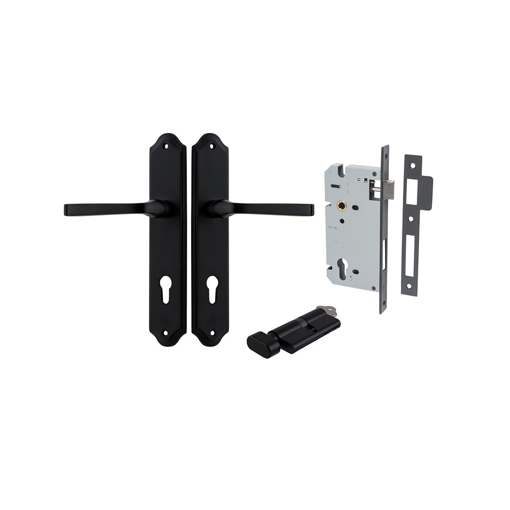Annecy Lever - Shouldered Backplate Matt Black / Entrance / Entrance Kit (Key-Thumb)