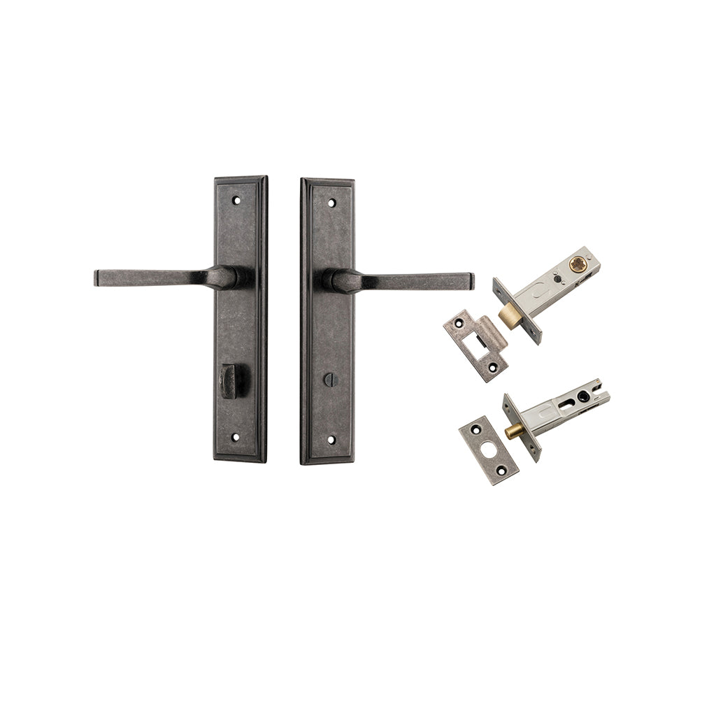 Annecy Lever - Stepped Backplate Distressed Nickel / Privacy / Separate Privacy Kit