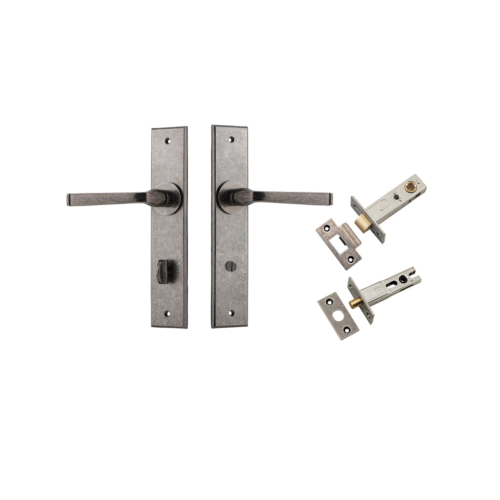 Annecy Lever - Chamfered Backplate Distressed Nickel / Privacy / Separate Privacy Kit