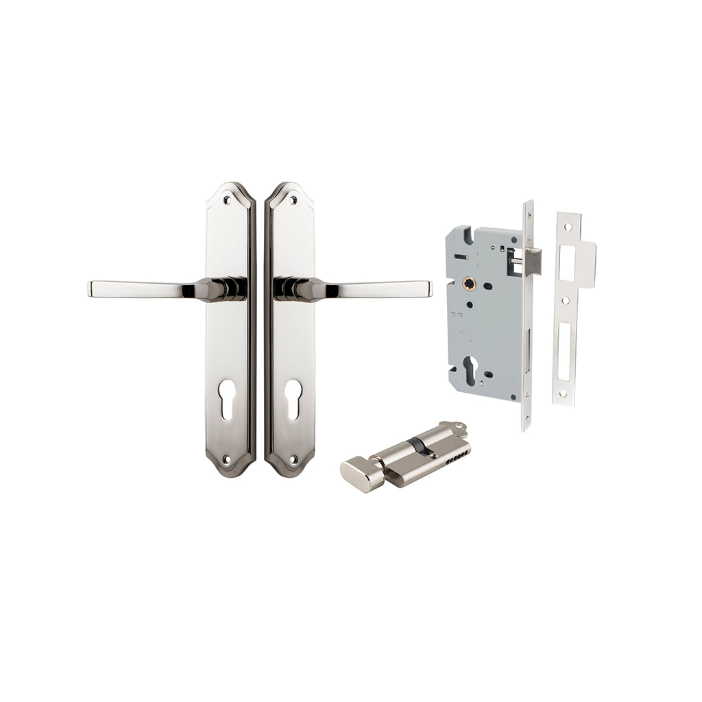 Annecy Lever - Shouldered Backplate Polished Nickel / Entrance / Entrance Kit (Key-Thumb)
