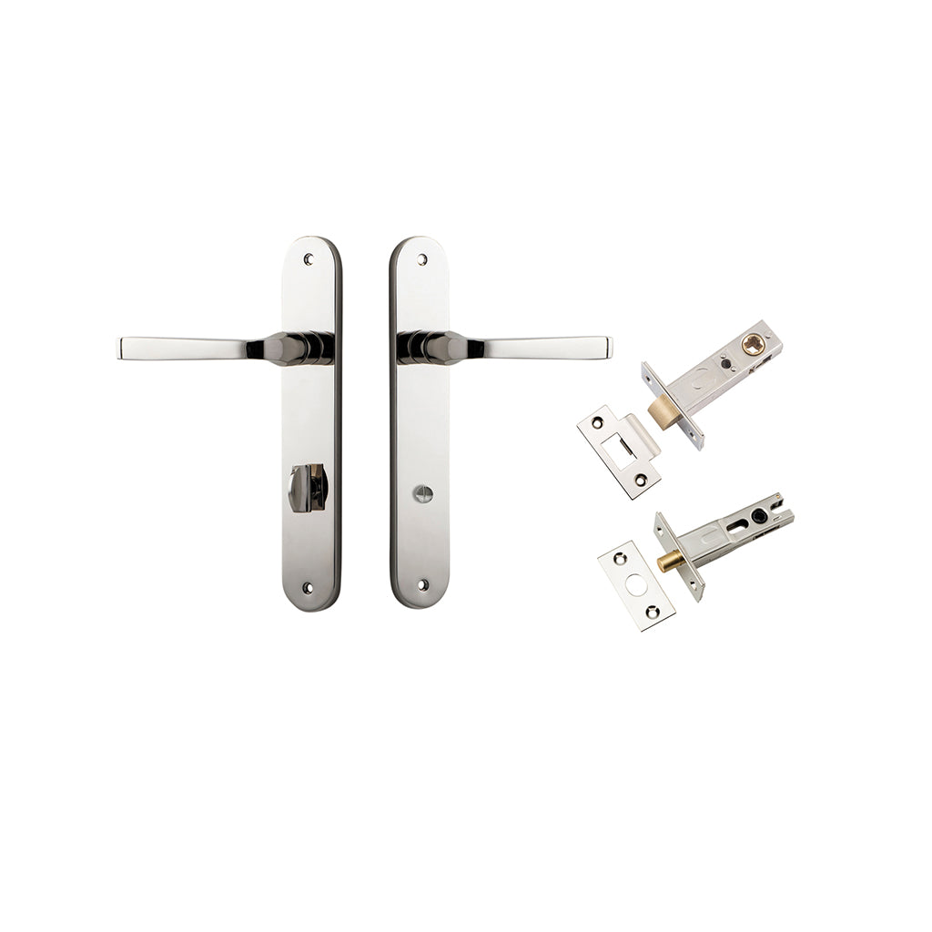 Annecy Lever - Oval Backplate Polished Nickel / Privacy / Separate Privacy Kit