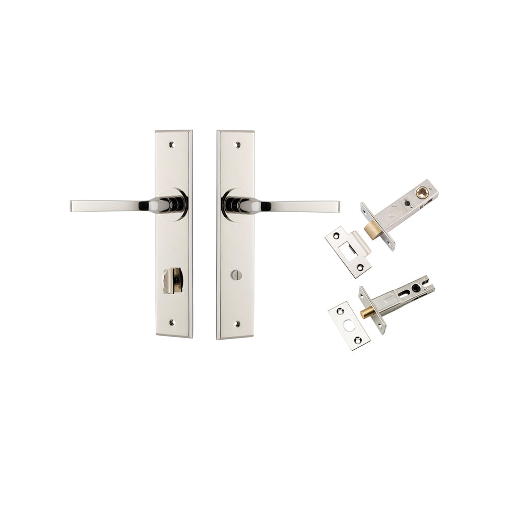 Annecy Lever - Chamfered Backplate Polished Nickel / Privacy / Separate Privacy Kit