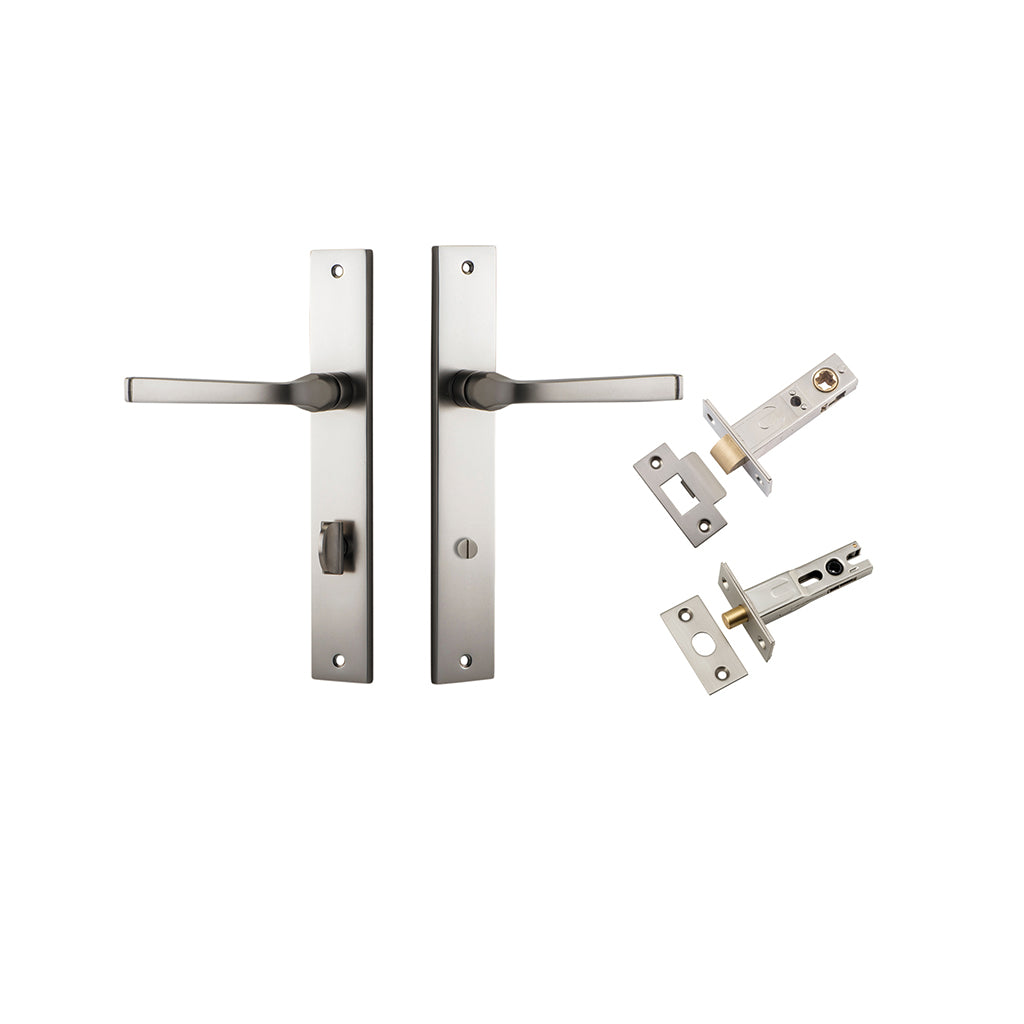 Annecy Lever - Rectangular Backplate Satin Nickel / Privacy / Separate Privacy Kit