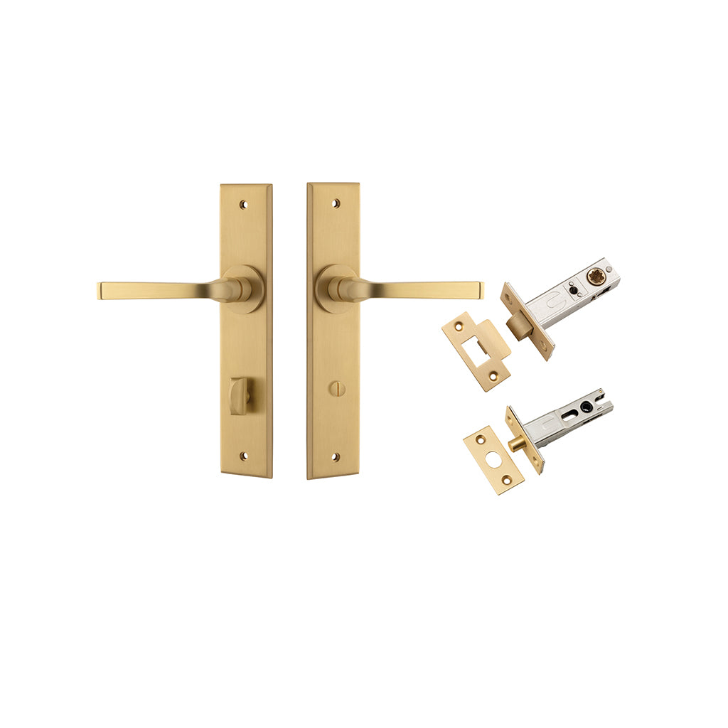 Annecy Lever - Chamfered Backplate Brushed Brass / Privacy / Separate Privacy Kit
