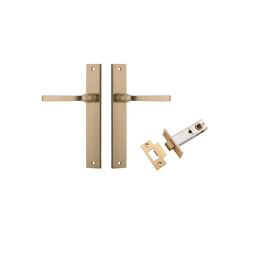 Annecy Lever - Rectangular Backplate Brushed Brass / Passage / Passage Kit