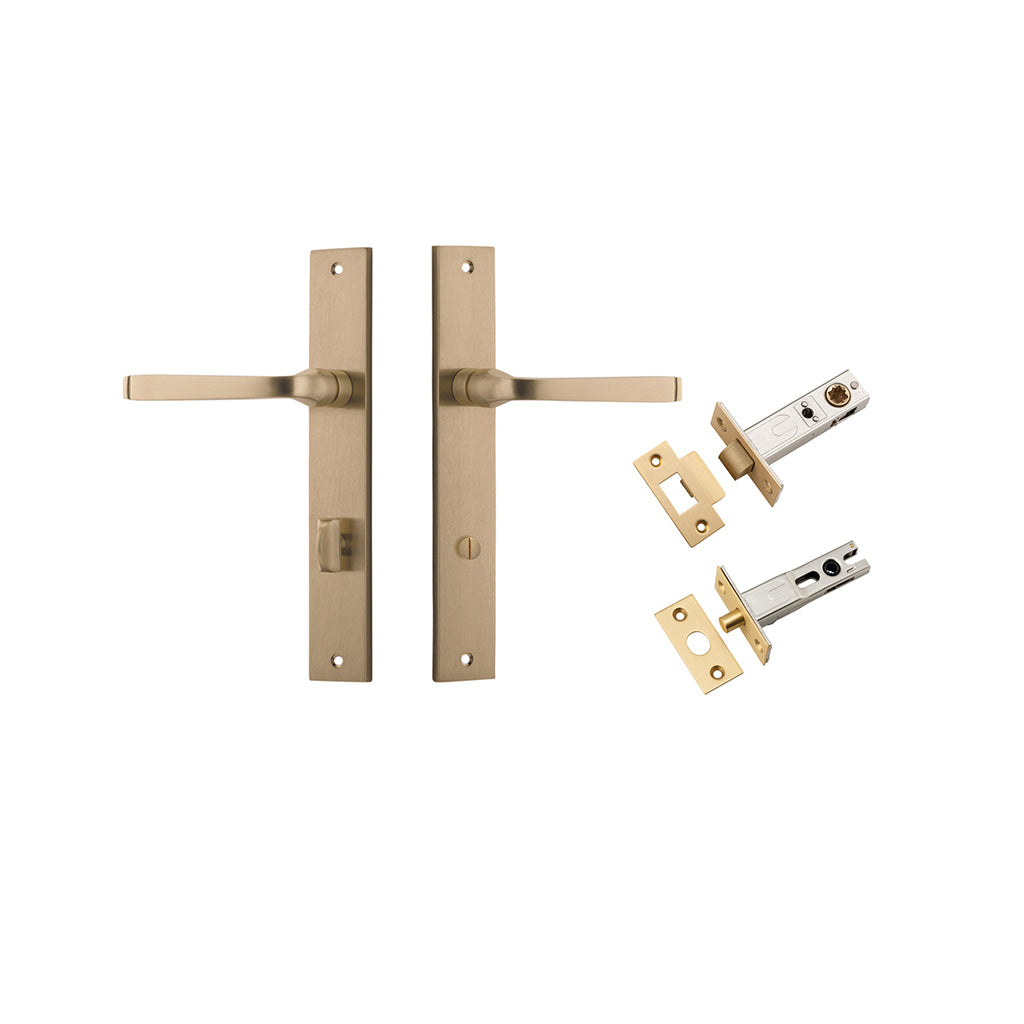 Annecy Lever - Rectangular Backplate Brushed Brass / Privacy / Separate Privacy Kit