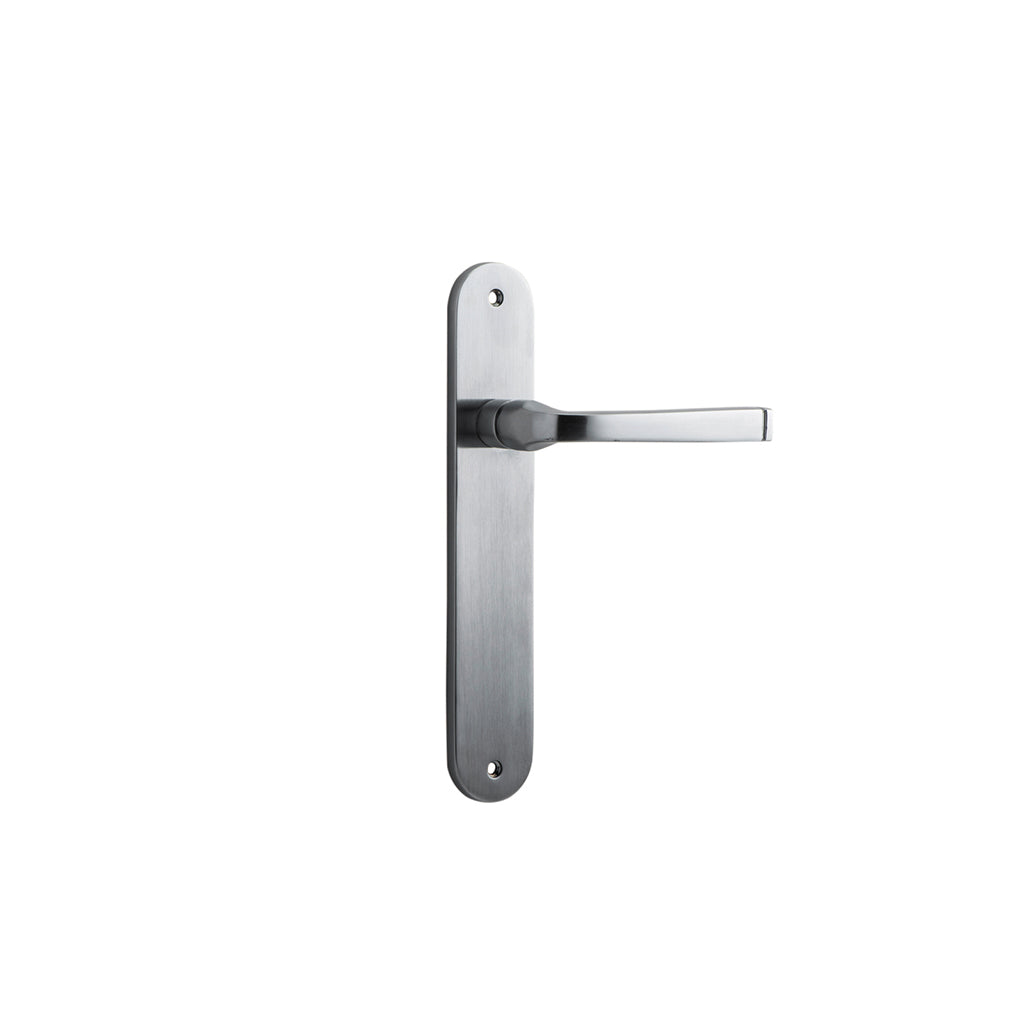 Annecy Lever - Oval Backplate Brushed Chrome / Passage / Lever Set Only