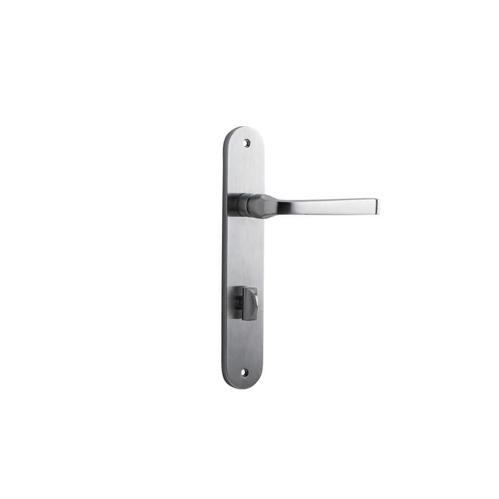 Annecy Lever - Oval Backplate Brushed Chrome / Privacy / Lever Set Only