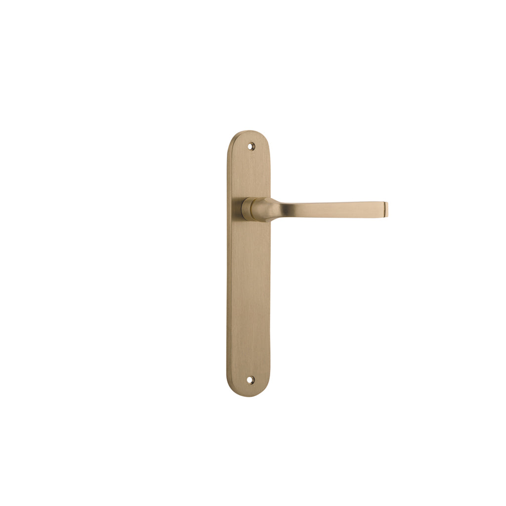 Annecy Lever - Oval Backplate Brushed Brass / Passage / Lever Set Only