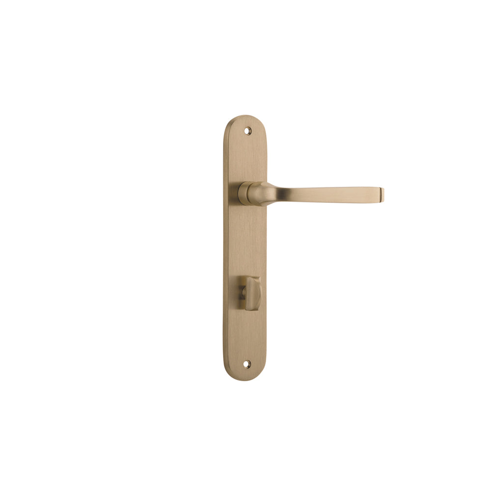 Annecy Lever - Oval Backplate Brushed Brass / Privacy / Lever Set Only