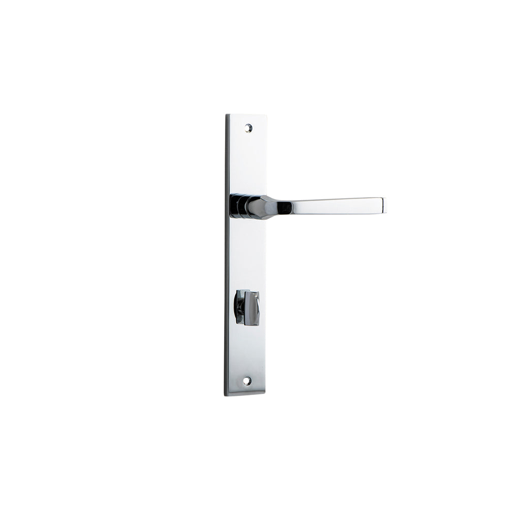 Annecy Lever - Rectangular Backplate Polished Chrome / Privacy / Lever Set Only