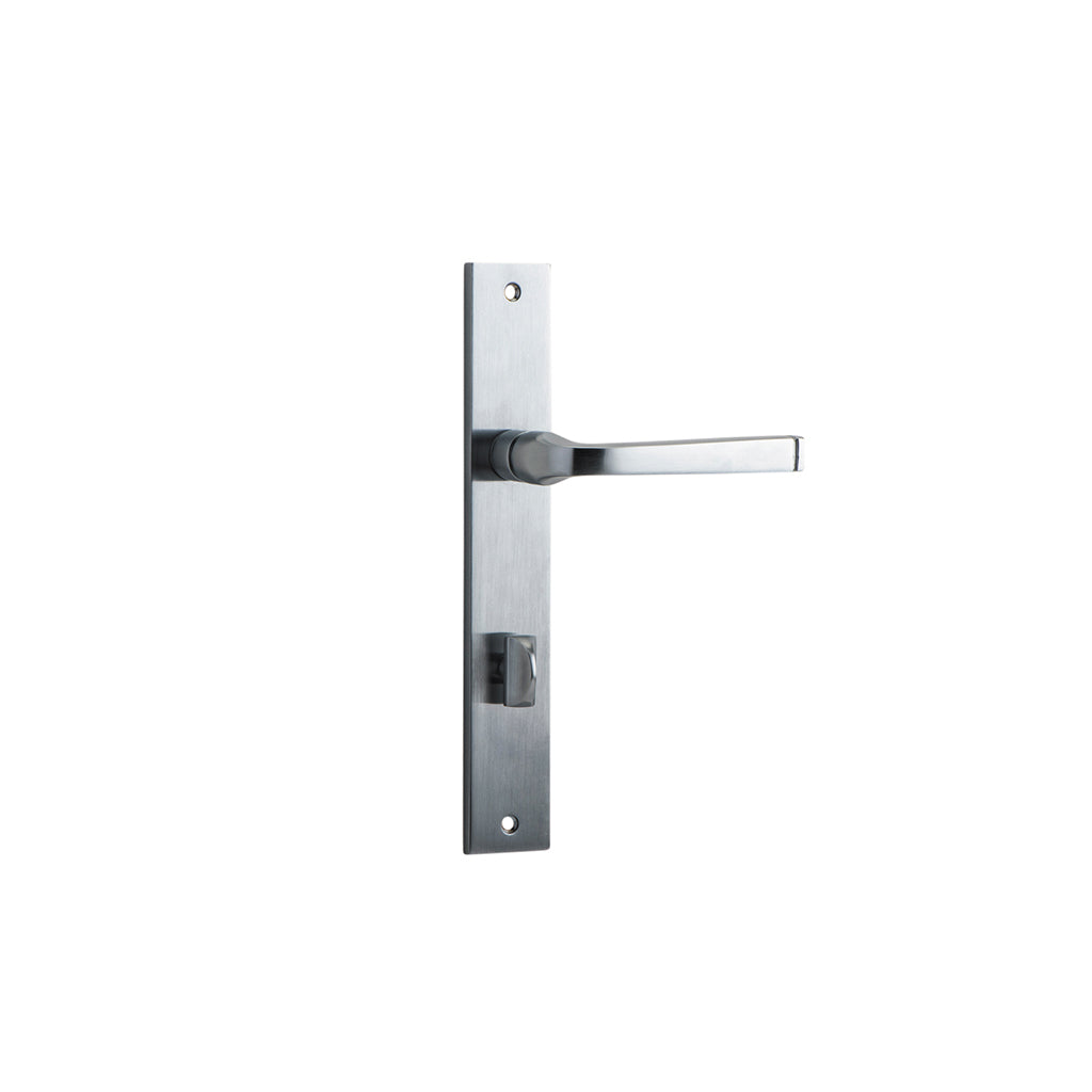 Annecy Lever - Rectangular Backplate Brushed Chrome / Privacy / Lever Set Only