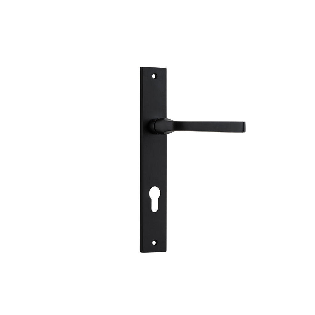 Annecy Lever - Rectangular Backplate Matt Black / Entrance / Lever Set Only