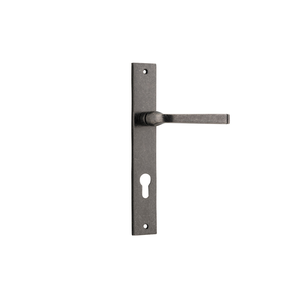 Annecy Lever - Rectangular Backplate Distressed Nickel / Entrance / Lever Set Only