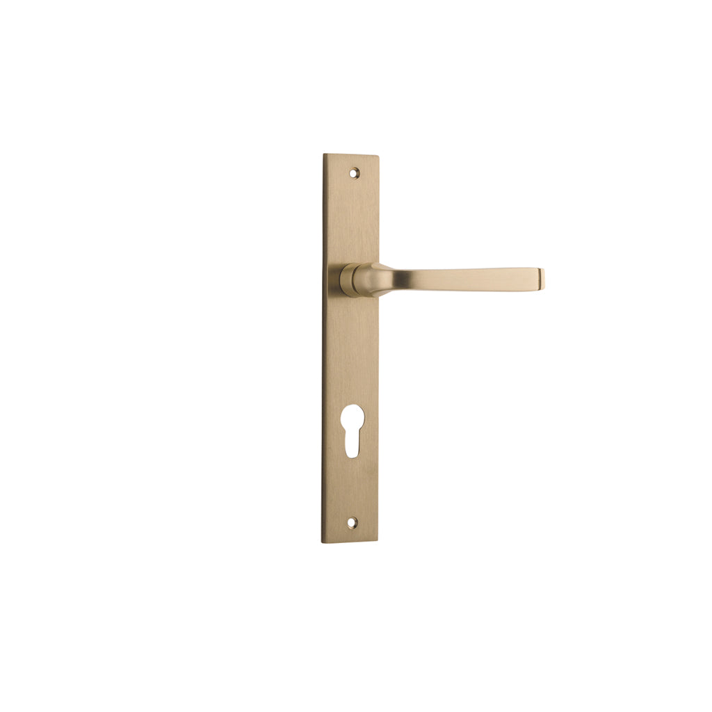 Annecy Lever - Rectangular Backplate Brushed Brass / Entrance / Lever Set Only