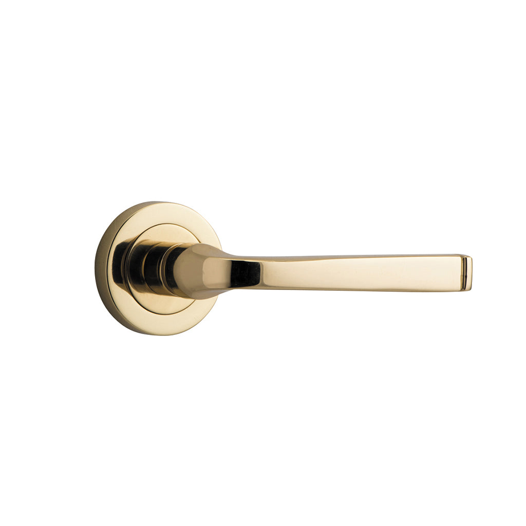 Annecy Lever - Round Rose Polished Brass / Passage / Lever Set Only