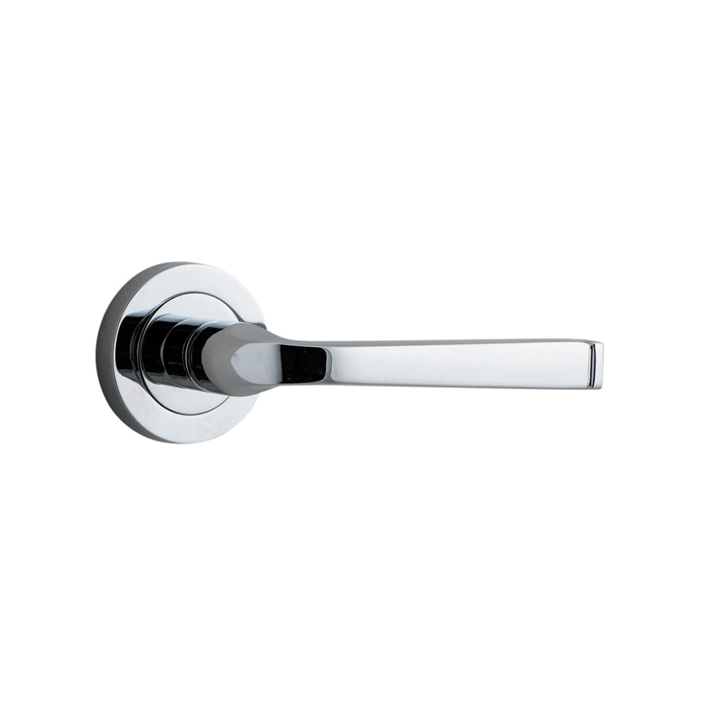 Annecy Lever - Round Rose Polished Chrome / Passage / Lever Set Only